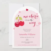 Ma Cherie Cherry Pink Coquette Girl Baby Shower Invitation