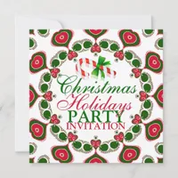 Candy Cane Love Hearts Christmas Party Invitations