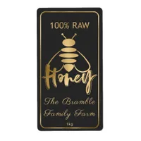 Gold 100% Raw Honey Bee Label Apiary