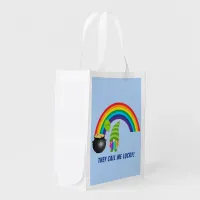 Rainbow Gnome Pot of Gold St Patricks Day Grocery Bag