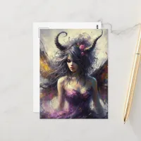 The Beautiful Fairy in Purple with Horns  Postcard