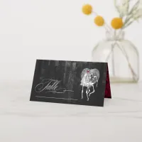 Skeletons Gothic Wedding Table Burgundy ID866 Place Card