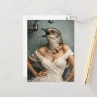 Mockingbird in the Shower Surreal Collage Postcard