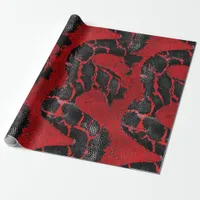Modern Red & Black Python Skin Pattern Gift Wrapping Paper