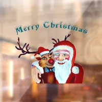 Santa Claus with Rudolph the Reindeer Illustration Window Cling