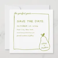 "The Perfect Pair" Green Pear Chic Wedding Photo Save The Date