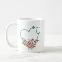 Floral Stethoscope Heart Medical Nurse Caregiver Coffee Mug