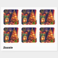 Traditionally Vintage style Christmas tree  Square Sticker