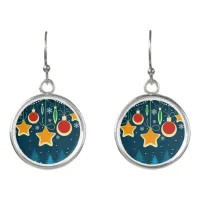 Retro Colorful Christmas Ornaments Design Earrings