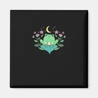 Cottagecore Goblincore Moon Flowers Forest Frog Mu Magnet