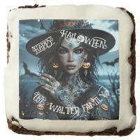 Pretty Gothic Witch with Tattoos Halloween Party Brownie