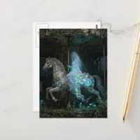 Ghost Woman on Abandoned Carousel Postcard