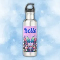 Pink & Blue Fairy Cottage Core Monogram on Pink | Stainless Steel Water Bottle