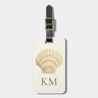 Monogram Vintage Seashell on Cream and Brown Luggage Tag