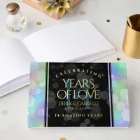 Elegant 14th Opal Wedding Anniversary Celebration Foil Guest Book