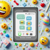 Fun Emoji Text Message Kids Birthday Party Invitation