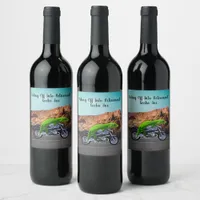 Riding Off Into Retirement Gecko Joe Motorcycle Wine Label