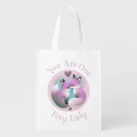 Cute Valentine Foxy Lady Reusable Grocery Bag