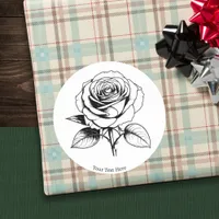 Line Art Single Rose Flower Bloom Elegant Custom Classic Round Sticker