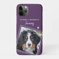 My Heart Belongs To Purple Dog Cat Pet Photo iPhone 11 Pro Case