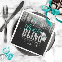 Boots 'n Bling Disco Bachelorette Teal ID925 Napkins