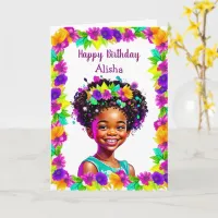 African-American Girls Birthday Personalized Card