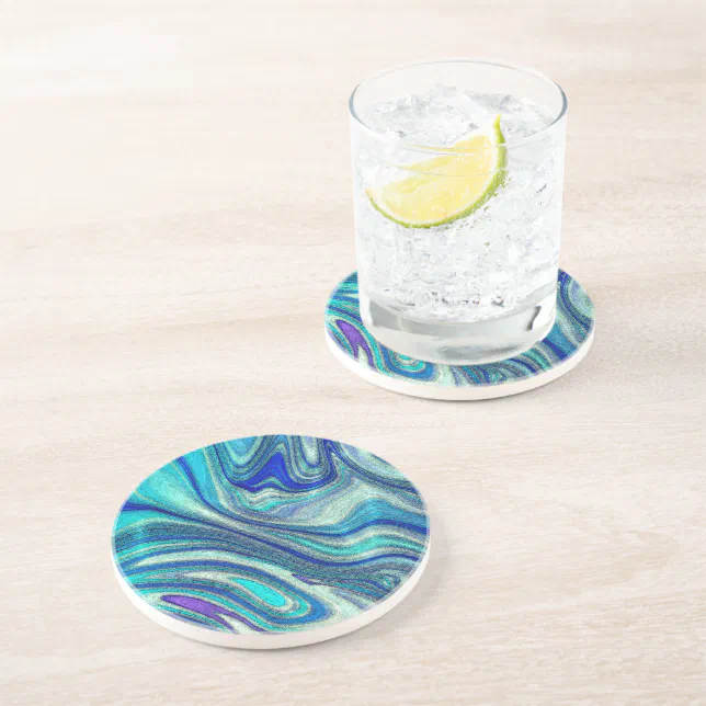 Elegant Aquamarine Paua Rainbow Shell Inspired Coaster