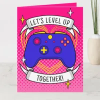 Level Up Blue Gamer Controller Valentine's Day Card