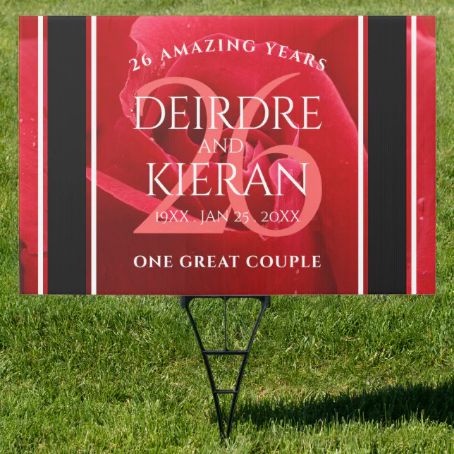 Elegant 26th Rose Wedding Anniversary Celebration Sign