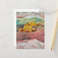 Surreal Peach Mountains Collage Postcard