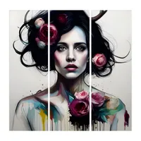 Beautiful messy Woman  Triptych