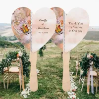 Pearl Heart Floral Orange Pink Rose Butterfly Wed Hand Fan