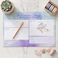 Pastel Watercolor Family Monthly Budget Planner Paper Pad