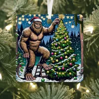 Wishing you a Legendary Christmas Funny Bigfoot Metal Ornament