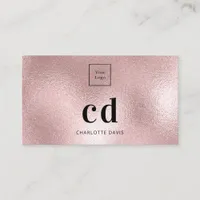 Logo rose gold monogram minimalist business card