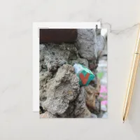 Cute Little Heart Rock Hidden in a Rock Wall Postcard