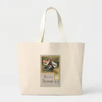 Easter Chicken Family Large Tote Bag
