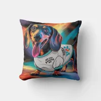 One lucky dachshund mom throw pillow