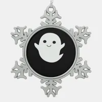 Cute Little Boo Classic Fitted Snowflake Pewter Christmas Ornament