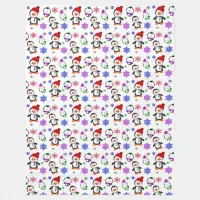 Penguins and Snowflakes Christmas Holiday Fleece Blanket