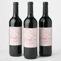 Watercolor Snowdrops Wedding Pink/Copper ID726 Wine Label