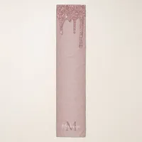 Girly Rose Gold Sparkle Glitter Drips Monogram Scarf