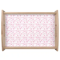 Watercolor Pink Hearts Valentine's Day  Serving Tray