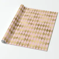 Pink and Gold Paris Shimmering Diamond Pattern Wrapping Paper