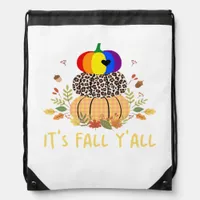 It’s Fall Y’all LGBTQ Pride Pumpkin Creative Casua Drawstring Bag