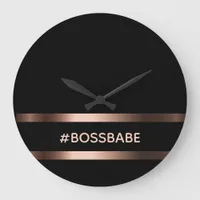 Black bronze bossbabe motivational elegant large clock