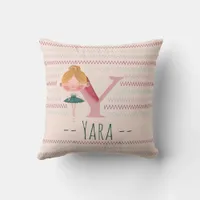 Blush Pink Ballerina Monogram Y – Personalized Art Throw Pillow