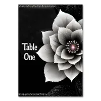 Timeless Elegance: Black & Silver Blossom Wedding  Table Number