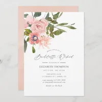 Blush and Rose Gold Floral Bachelorette Weekend Invitation