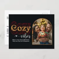 Merry Metallics Cozy Vibes Retro Christmas Photo Holiday Postcard